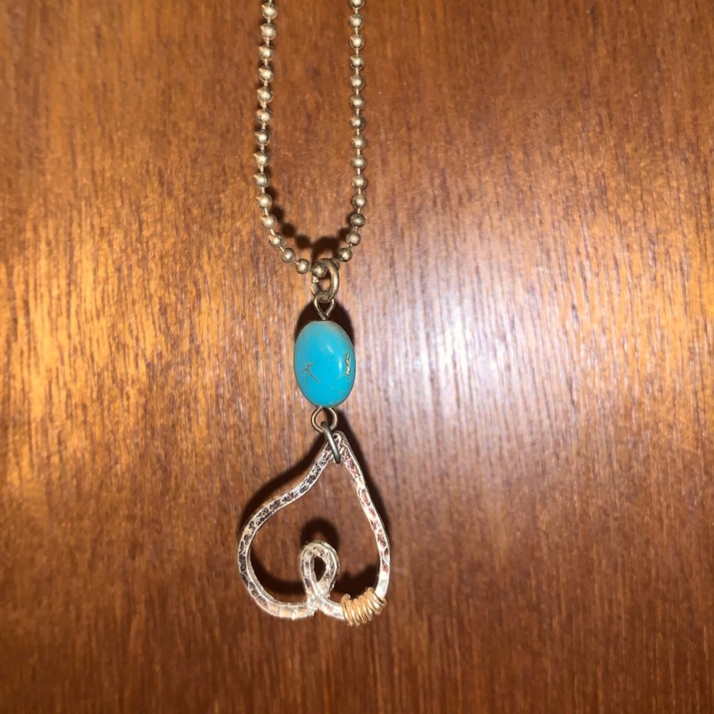 Turquoise heart dangling necklace